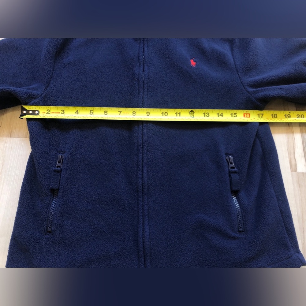 Vintage Polo Ralph Lauren Womens XS Navy Fleece Full Zip Jacket Red Pony Logo - Picture 8 of 16